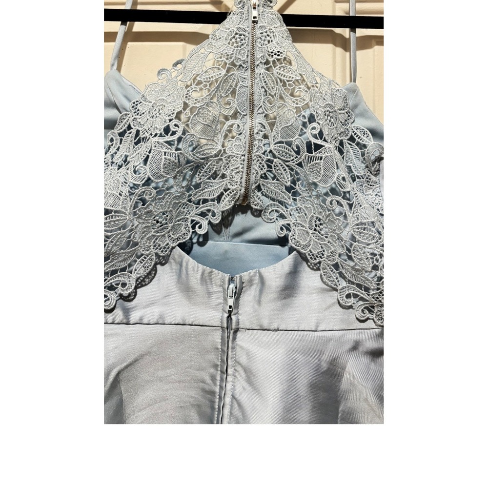 Speechless Blue Lace Back Skater Dress Juniors 1 Y2K Homecoming Coquette Pockets - Picture 4 of 12